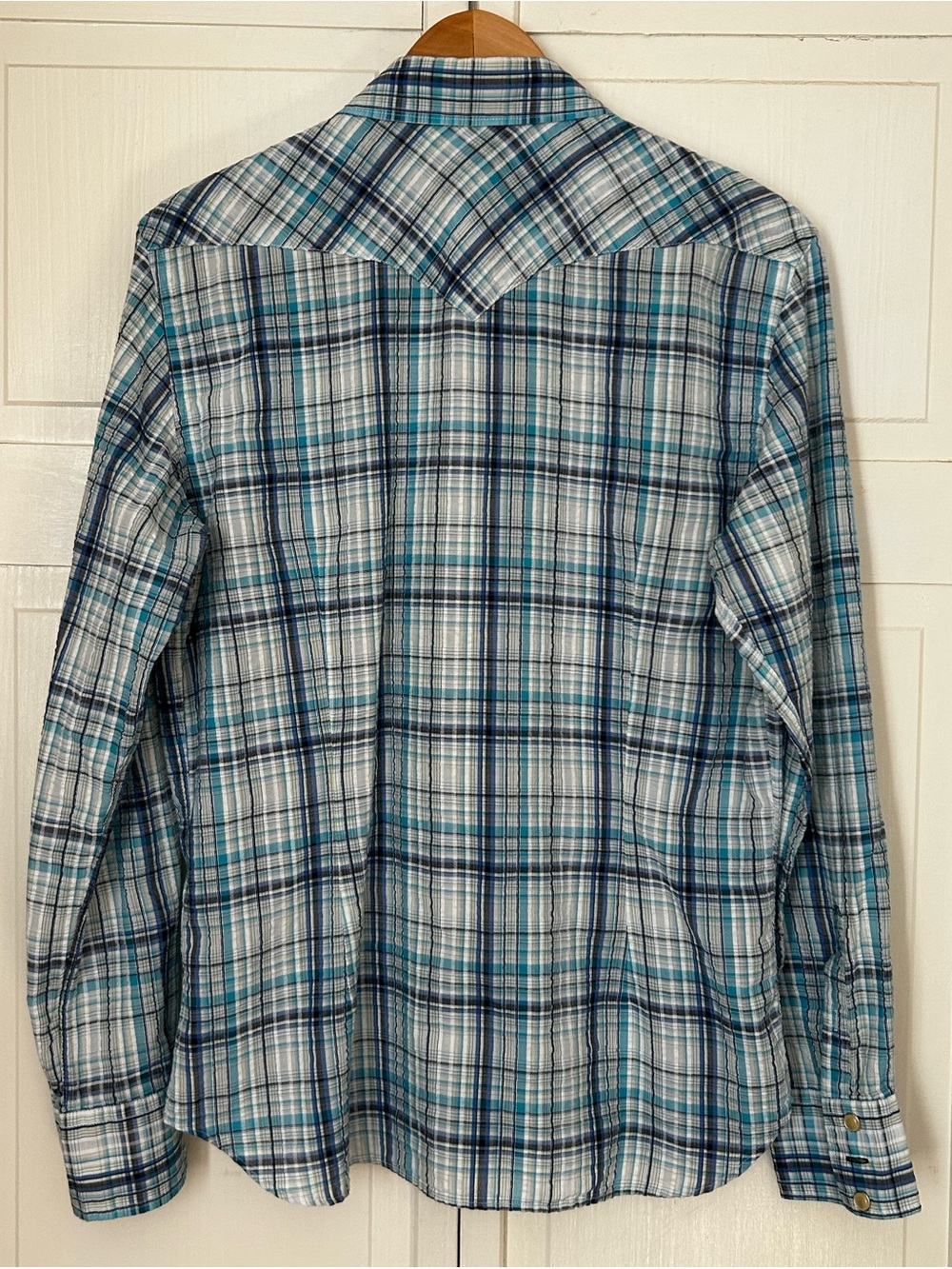 Paul Smith Jeans Mens Size L Long Sleeve Pearl Snap Button Down Plaid Shirt - Picture 12 of 16